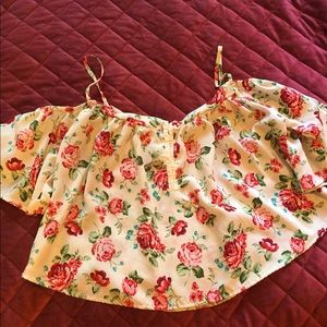 Flower crop fluffy shirt